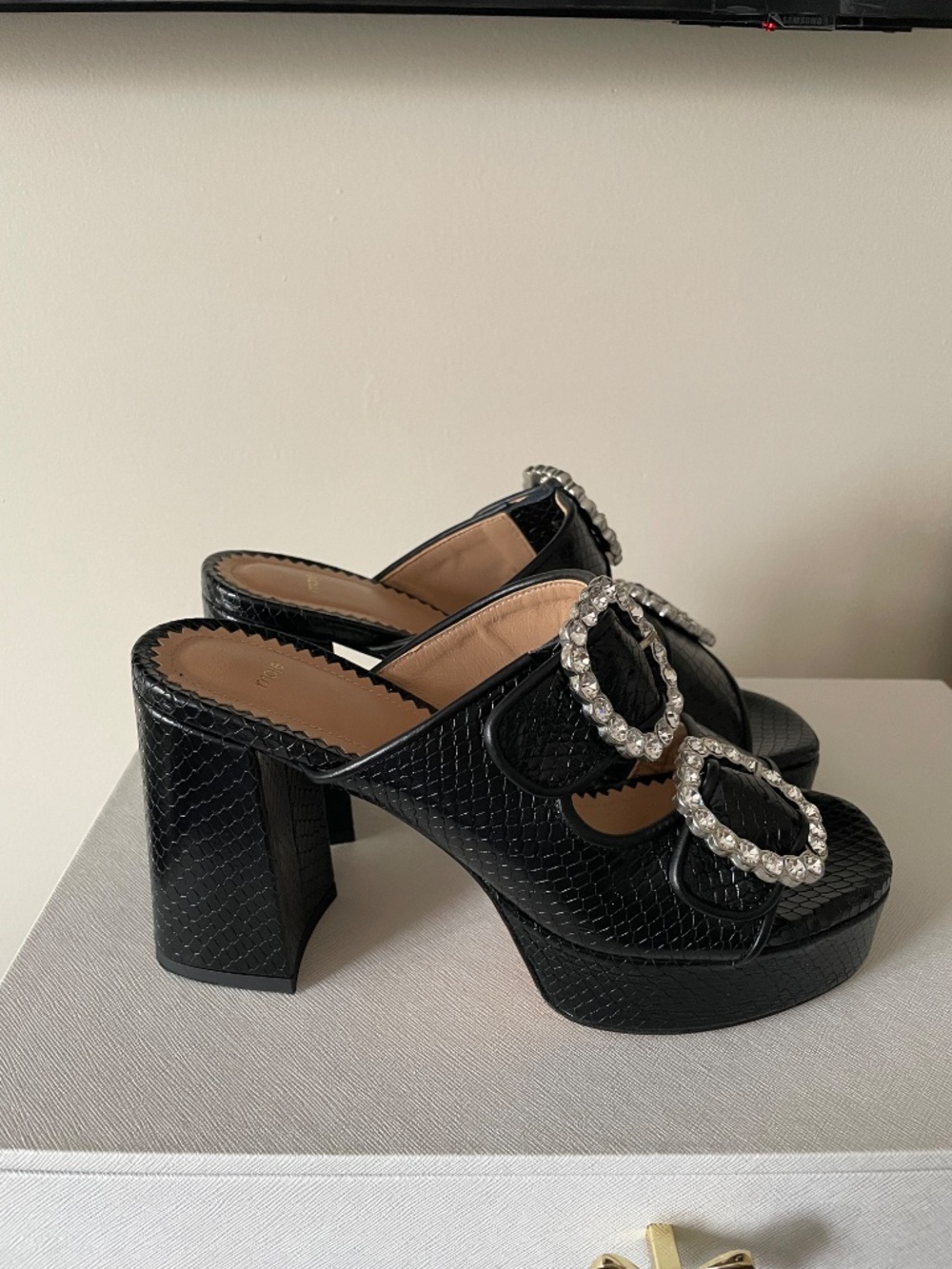 Maje - Rhinestone Buckle Mules - Picture 2 of 5